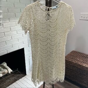 She + Sky Cream Lace Dress with Slip Size Juniors Medium❤️